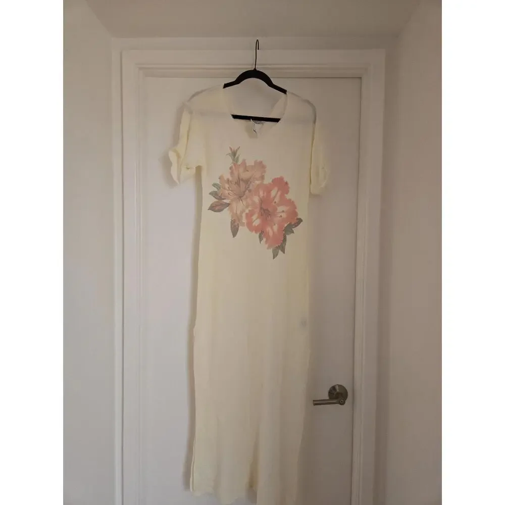 Free People Cream Maxi Dress with Pink Floral Print